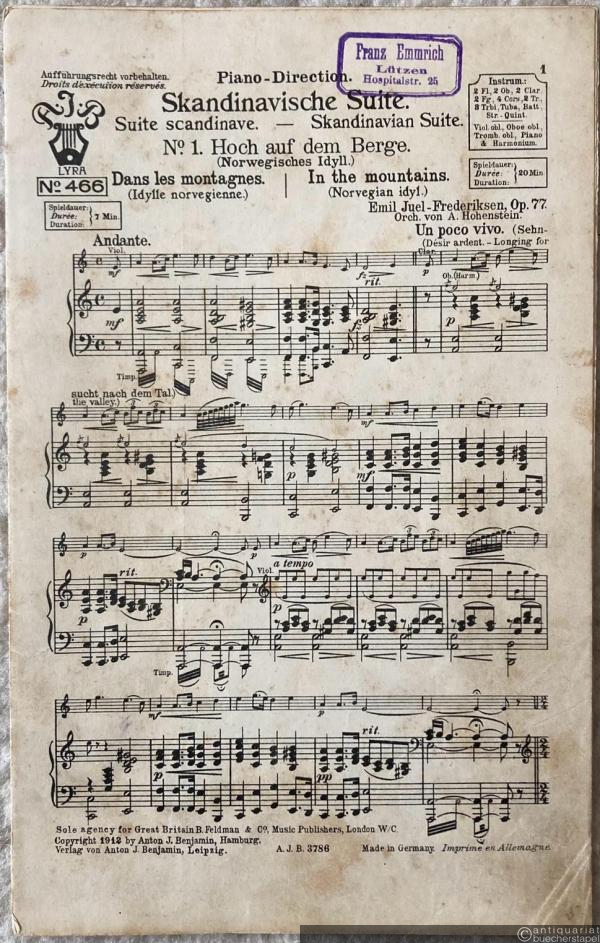  - Skandinavische Suite, Op. 77 / Suite scandinave / Skandinavian Suite (= Lyra No. 466). Salonorchester. 13 Stimmen.