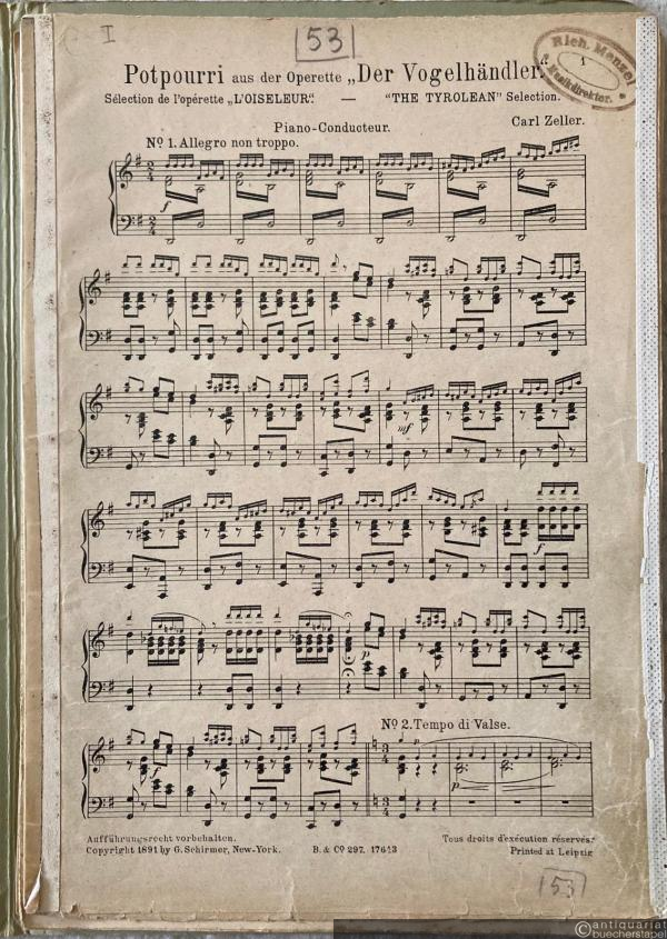  - Potpourri aus der Operette: Der Vogelhändler. Salonorchester. 15 Stimmen.
