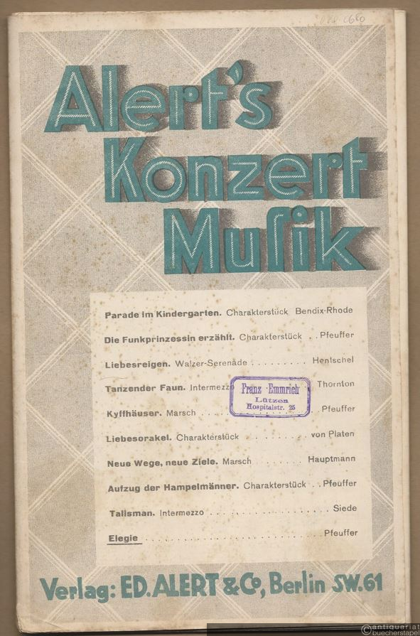  - Elegie, Op. 51 (= Alert's Konzert Musik). Salonorchester. 14 Stimmen.