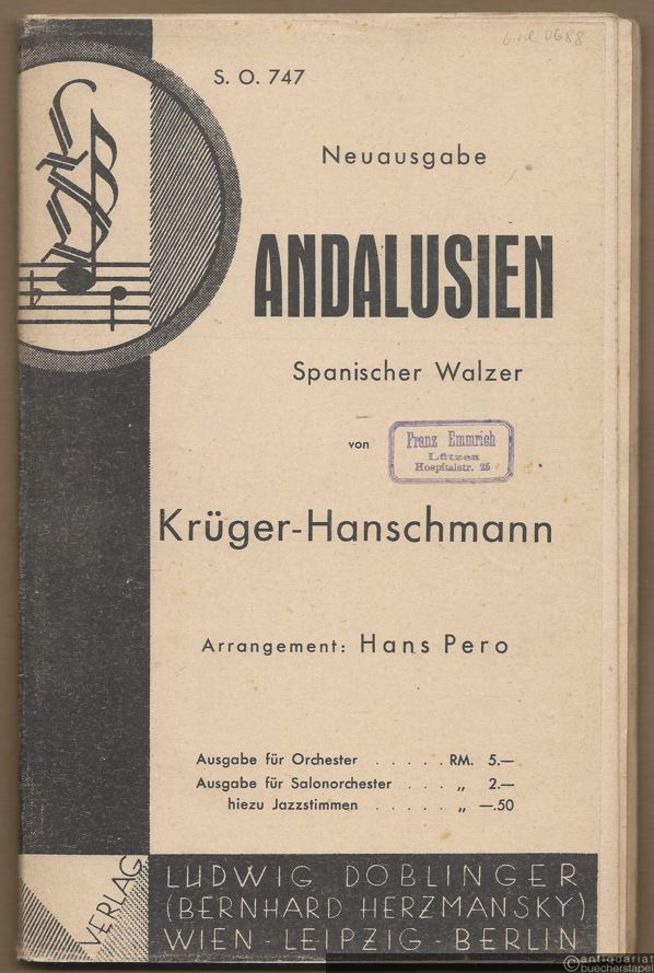  - Andalusien. Spanischer Walzer (= Salonorchester Nr. 747). 19 Stimmen.