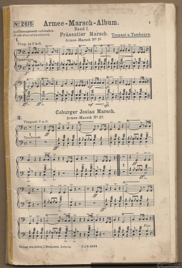  - Armee-Marsch-Album, Band I (= Lyra No. 2615). Salonorchester. 10 Stimmen.