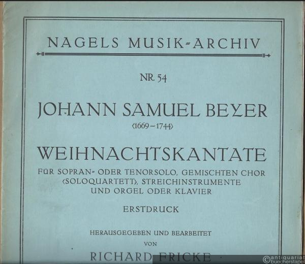  - Weihnachtskantate für Sopran- oder Tenorsolo, gemischten Chor (Soloquartett), Streichinstrumente und Orgel oder Klavier (= Nagels Musik-Archiv, Nr. 54).