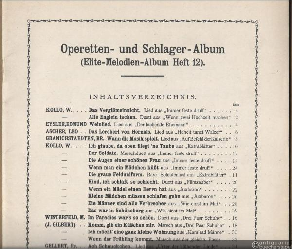  - Operetten- und Schlager-Album (= Elite-Melodien-Album, Heft 12).