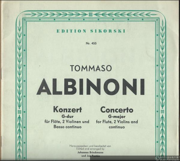  - Konzert G-Dur für Flöte, 2 Violinen und Basso continuo / Concerto G-major for flute, 2 violins and continuo (= Edition Sikorski, Nr. 455). [Ausgabe für Flöte und Klavier]. Klavierauszug / Piano score.