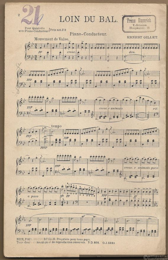  - Loin du Bal (Fern vom Ball). Salonorchester. 19 Stimmen.