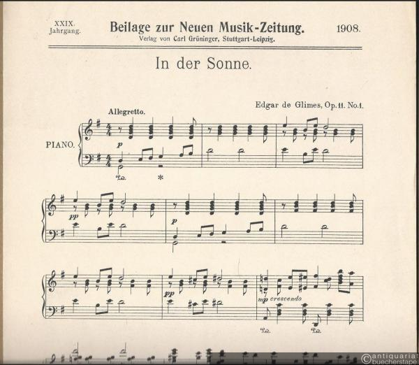  - In der Sonne, Op. 11 No. 1 / Wiegenlied (Cornelius) (= Beilage zur Neuen Musik-Zeitung, XXIX. Jahrgang 1908).