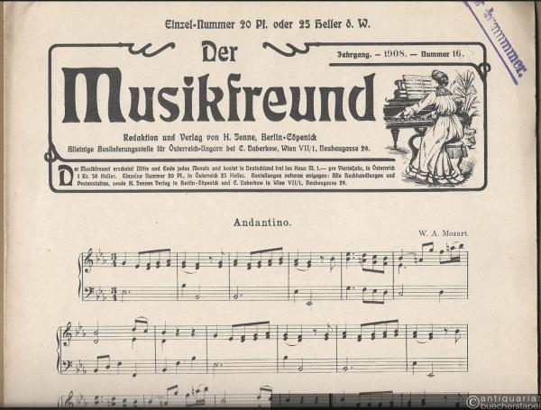  - Andantino / Jagdzug, Op. 110 No. 2 / In Mutterarmen, Op. 434 No. 3. Kinderstück ohne Oktavenspannung (= Der Musikfreund. Jahrgang 1908, Nummer 16).