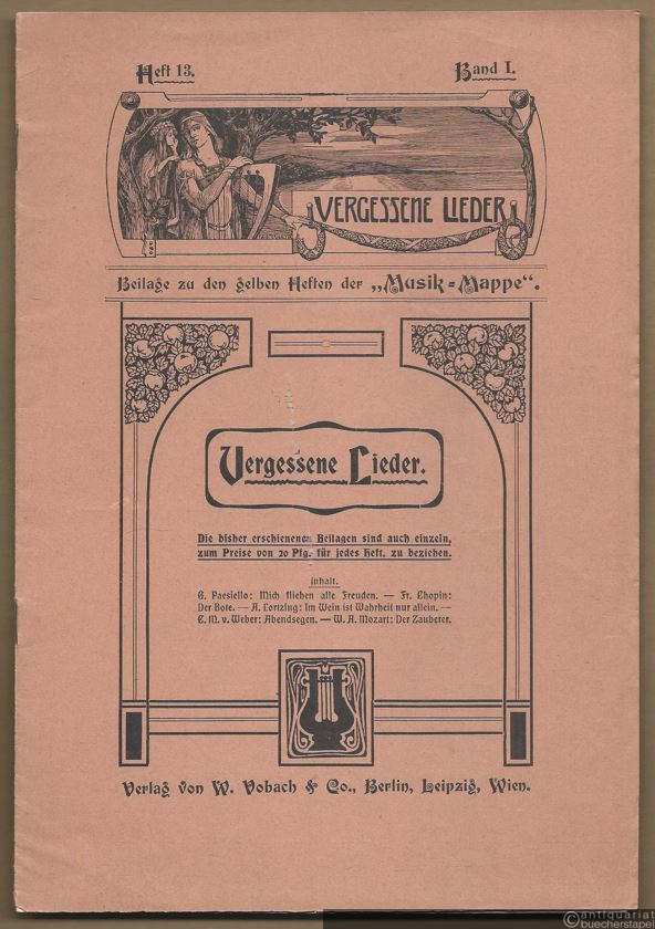  - Vergessene Lieder (= Beilage zu den gelben Heften der "Musik-Mappe", Heft 13, Band I) [Singstimme u. Klavier].