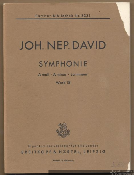  - Symphonie A moll - A minor - La mineur, Werk 18 (= Breitkopf & Härtels Partitur-Bibliothek, Nr. 3331).