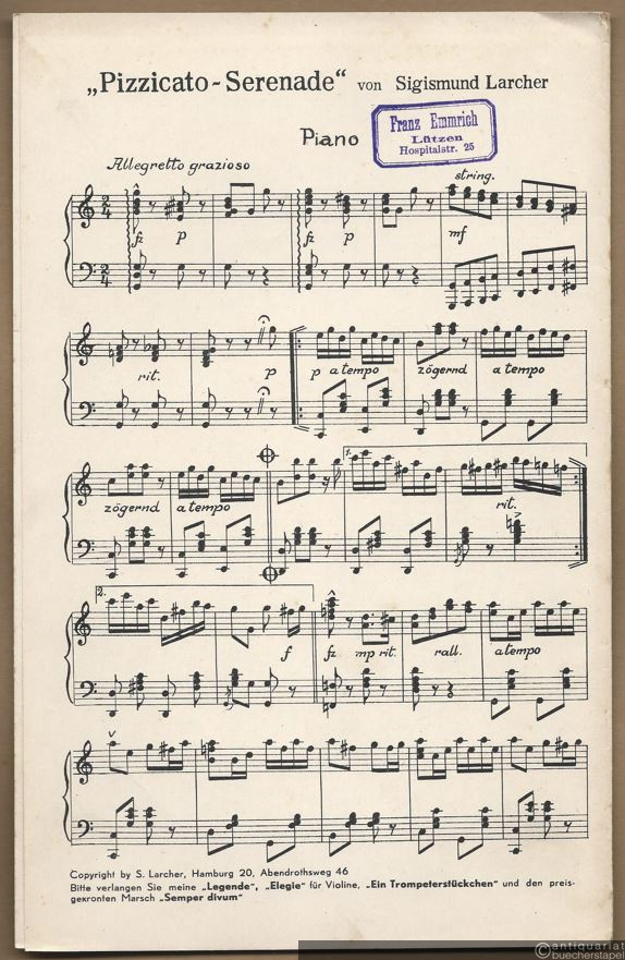 - "Pizzicato-Serenade". Salonorchester. 8 Stimmen.