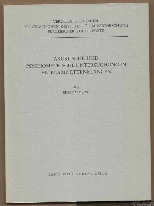  - Akustische und psychometrische Untersuchungen an Klarinettenklängen (= Veröffentlichungen des Staatlichen Instituts für Musikforschung Preussischer Kulturbesitz, Bd. 1).