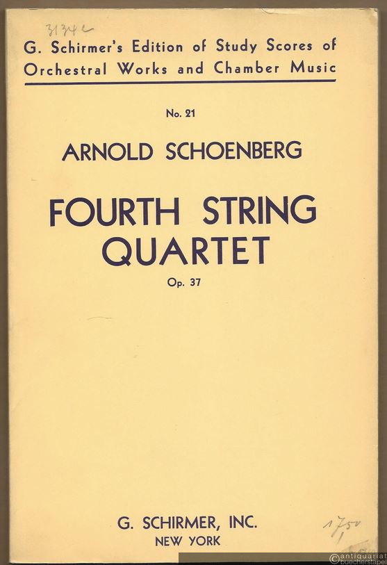  - Fourth string quartet, Op. 37 (= G. Schirmer's edition of study scores of orchestral works and chamber music, No. 21).