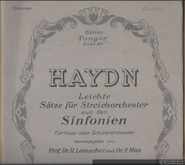  - Leichte Sätze für Streichorchester aus den Sinfonien. Für Haus- und Schülerorchester (= Edition Tonger, Band 813). Stimmen.