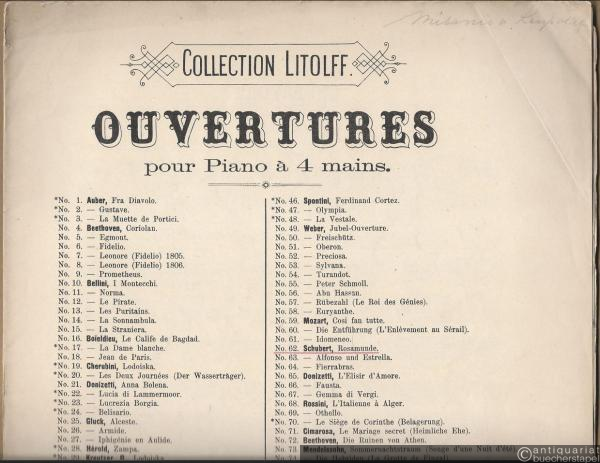  - Ouverture zum Drama: Rosamunde, Op. 26 No. 1 (= Collection Litolff. Ouvertures pour Piano a 4 mains, No. 62).