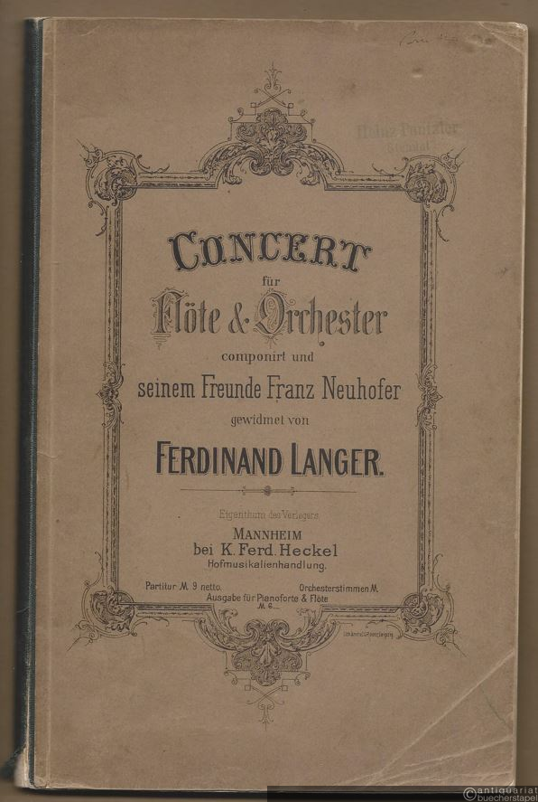  - Concert für Flöte & Orchester [Op. 3] componirt und seinem Freunde Franz Neuhofer gewidmet von Ferdinand Langer [Partitur].