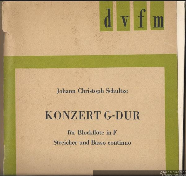  - Konzert G-Dur für Altblockflöte, Streicher und Basso continuo (= DVfM 32008a u. 32008b). Partitur und Stimmen.