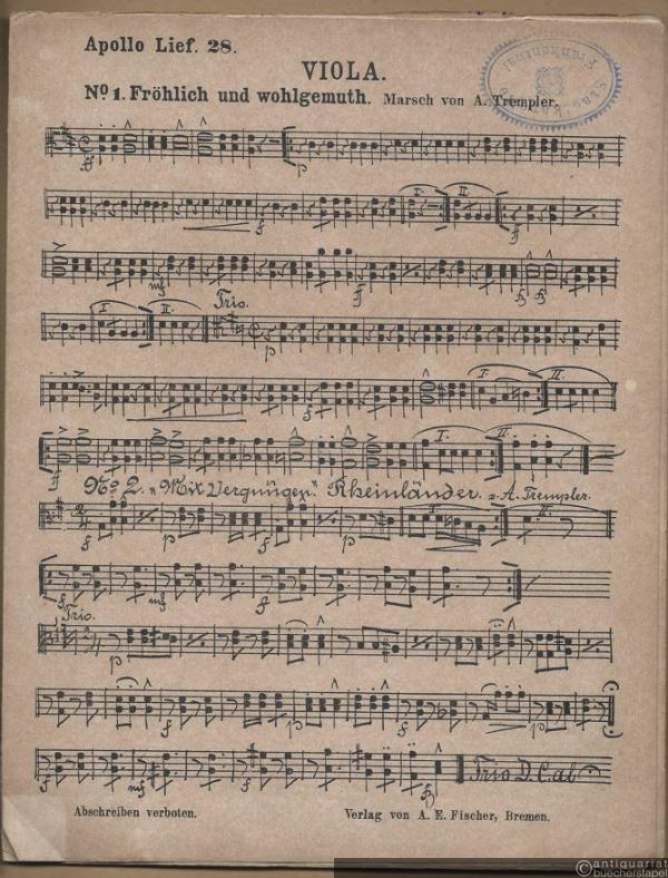  - Tänze, darin: Fröhlich und wohlgemuth (Marsch) [und weitere 23 Nummern] (= Apollo Lief. 28) (10 Stimmen).