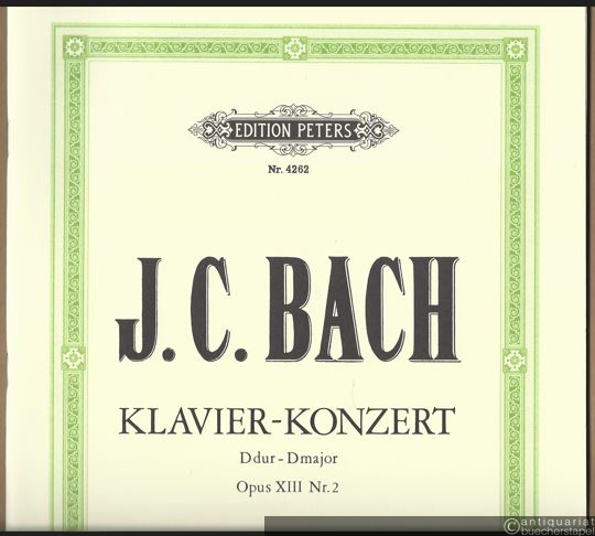  - Konzert (D-Dur) für Cembalo oder Klavier und Orchester, Opus XIII Nr. 2 (= Edition Peters, Nr. 4262). Ausgabe für 2 Klaviere.