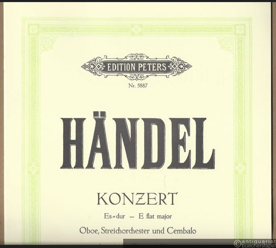  - Konzert Es-Dur für Oboe, Streichorchester und Cembalo (= Edition Peters, Nr. 5887). Ausgabe für Oboe und Klavier.