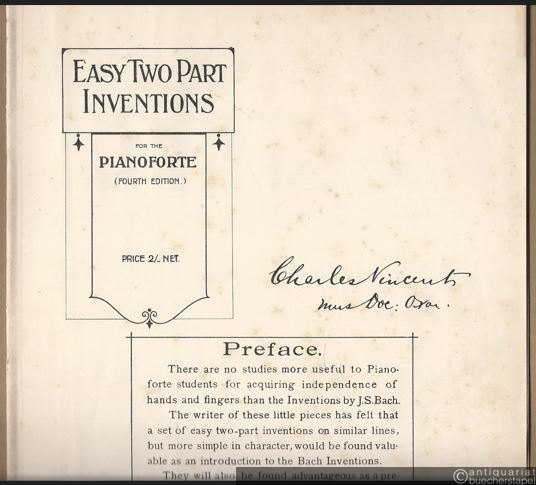  - Easy Two Part Inventions for the Pianoforte.