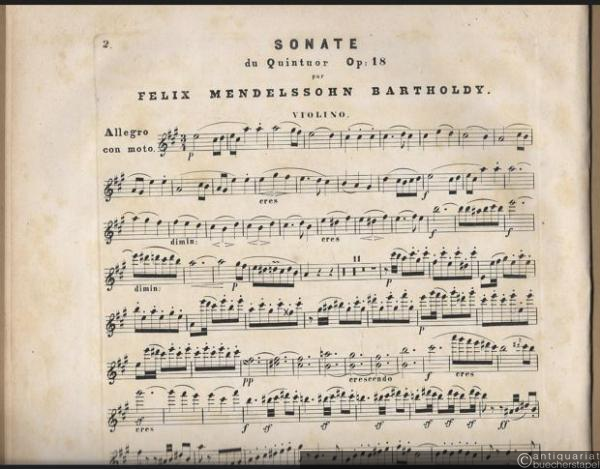  - Sonate du Quintuor Op: 18 par Felix Mendelssohn Bartholdy [nur die Violinstimme].