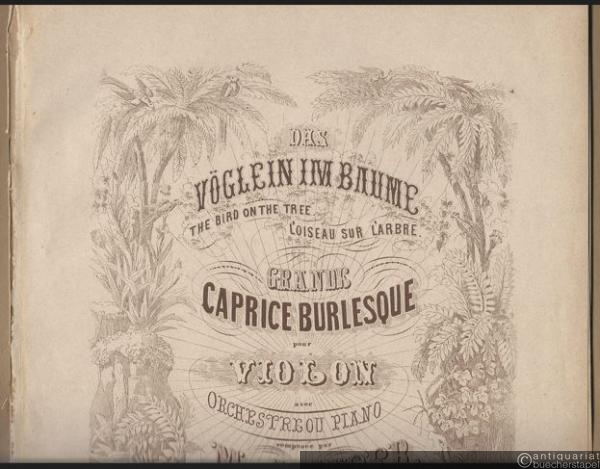  - Das Vöglein im Baume, Oeuvre 34 / The bird on the tree / L'oiseau sur l'arbre. Grande Caprice burlesque pour Violon avec Orchestre ou Piano composee par M. Hauser [nur die Violinstimme].