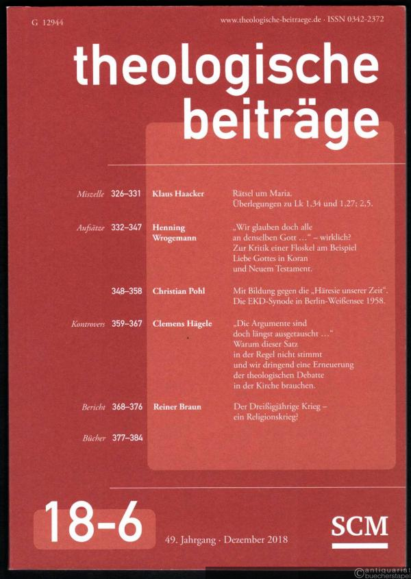  - Theologische Beiträge, 49. Jahrgang, 18-6.