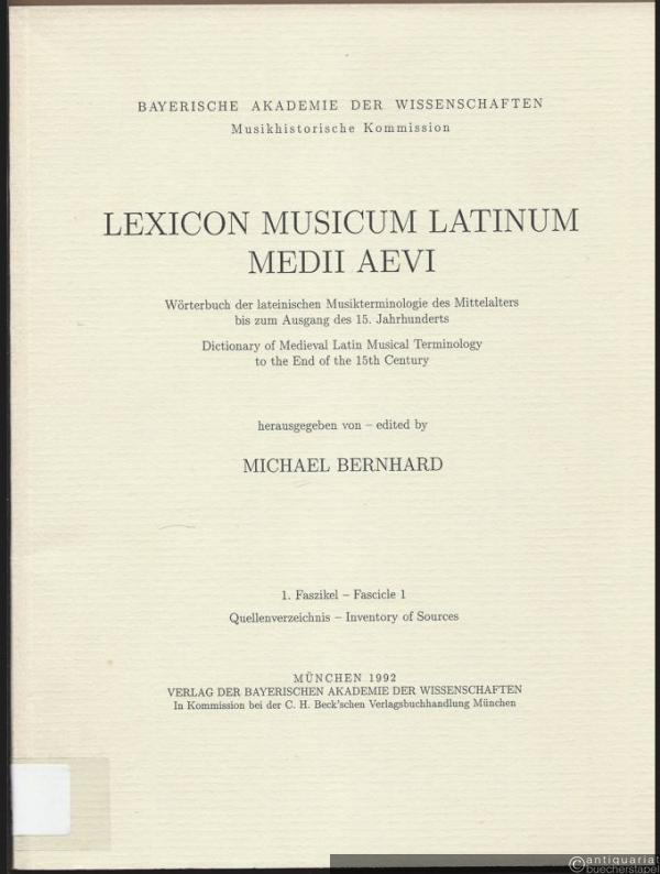  - Lexicon Musicum Latinum Medii Aevii. Wörterbuch der lateinischen Musikterminologie des Mittelalters bis zum Ausgang des 15. Jahrhunderts. 1. Faszikel. Quellenverzeichnis (= Bayerische Akademie der Wissenschaften. Musikhistorische Kommission).