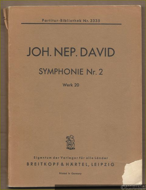  - Symphonie Nr. 2, Werk 20 (= Partitur-Bibliothek, Nr. 3335). Inkl. Programmzettel der Uraufführung.