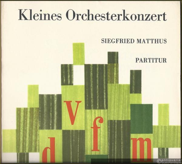  - Kleines Orchesterkonzert (= DVfM 1617). Partitur.