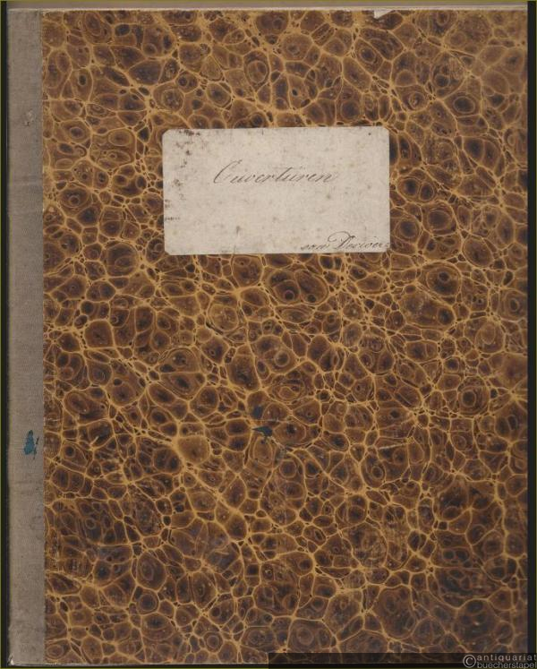  - Sammlung von Ouverturen zu beliebten Opern für das Pianoforte. No. 34 (Bellini, Norma), 19 (Herold, Zampa), 4 (Boieldieu, Johann von Paris), 14 (Auber, Die Stumme von Portici), 31 (Mozart, Die Zauberflöte), 11 (Boieldieu, Die weisse Dame). Je Vierhändig [6 Hefte in einem Band].