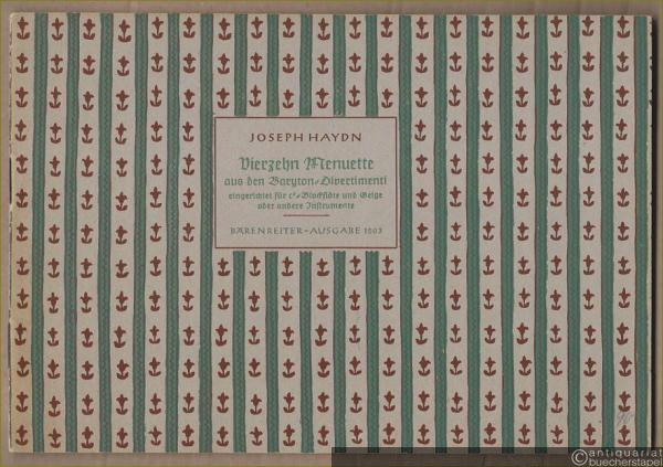  - Vierzehn Menuette aus den Baryton-Divertimenti, eingerichtet für c''-Blockflöte und Geige oder andere Instrumente (= Bärenreiter-Ausgabe 1503).