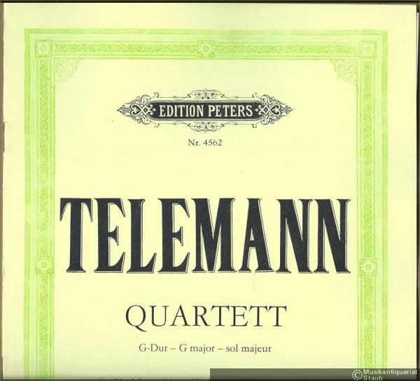  - Quartett G-Dur für Blockflöte, Oboe, Violine und Basso continuo (= Edition Peters, Nr. 4562). Klavierpartitur u. Stimmen.