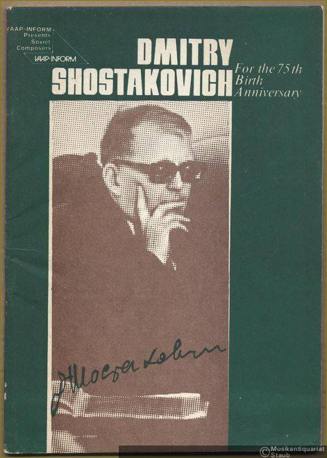  - Dmitry Shostakovich. For the 75th Birth Anniversary.