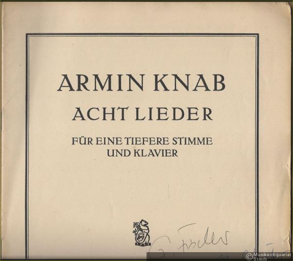 - Acht Lieder für eine tiefere Stimme und Klavier (= Edition Breitkopf, Nr. 5747).