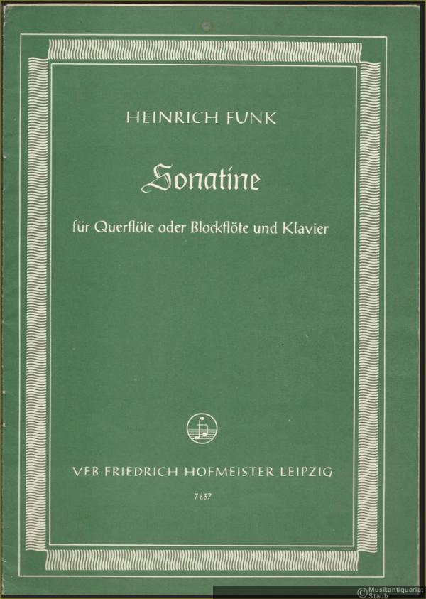  - Sonatine für Querflöte oder Blockflöte und Klavier. Partitur u. Stimmen.