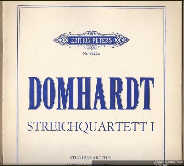  - Streichquartett I (= Edition Peters, Nr. 9222a). Studienpartitur. Autograph-Edition.