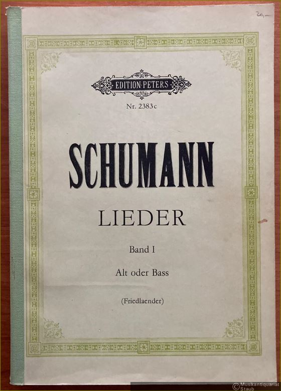  - Lieder für eine Singstimme mit Klavierbegleitung. Band I (= Edition Peters, Nr. 2383c). Ausgabe für tiefe Stimme.