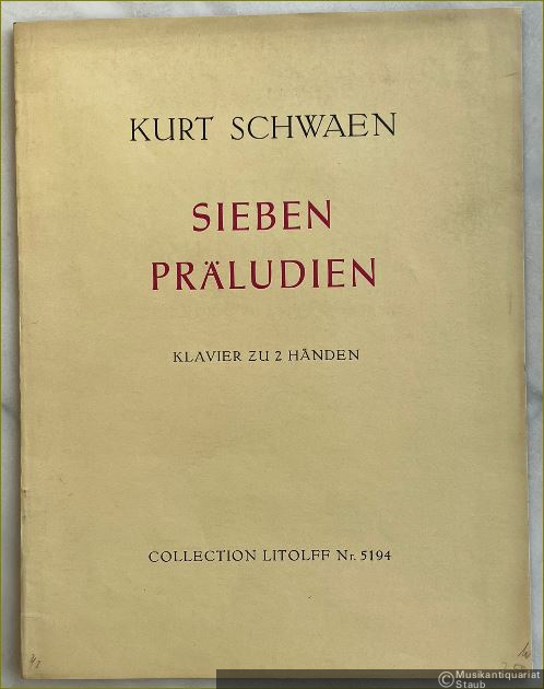  - Sieben Präludien (1955) (= Collection Litolff Nr. 5194).  Klavier zu 2 Händen.