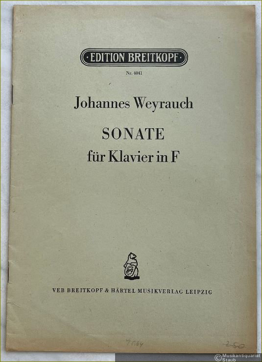  - Sonate für Klavier in F (1959) (= Edition Breitkopf, Nr. 4041).