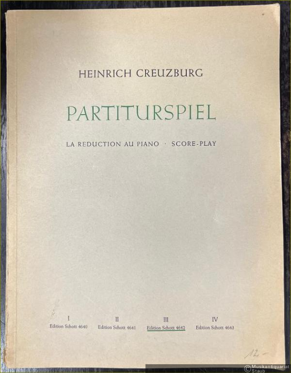  - Partiturspiel, ein Übungsbuch in vier Bänden, Band III / La reduction au piano / score-play (= Edition Schott 4642).