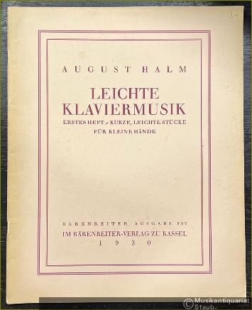  - Leichte Klaviermusik. Erstes Heft: Kurze, leichte Stücke für kleine Hände (= Bärenreiter-Ausgabe 227).