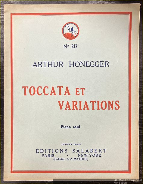  - Toccata et Variations (1916) (= Edition Salabert No. 217). Piano seul.
