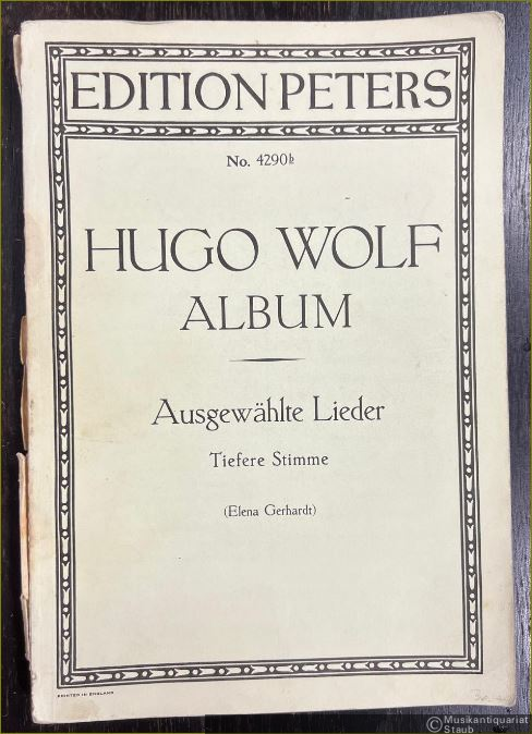  - Ausgewählte Lieder für eine Singstimme und Klavier (= Edition Peters Nr. 4290b). Ausgabe für tiefere Stimme.