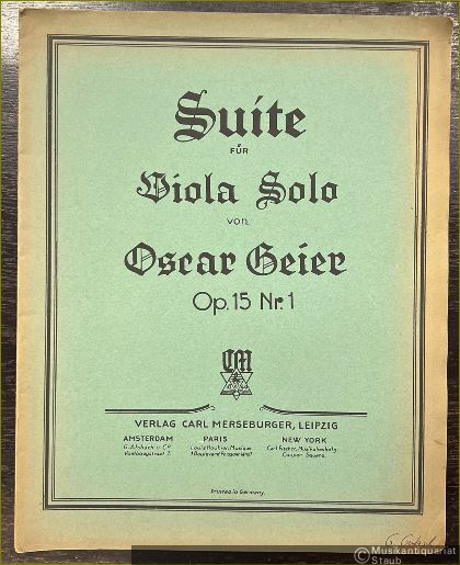  - Suite für Viola Solo, Op. 15 Nr. 1.