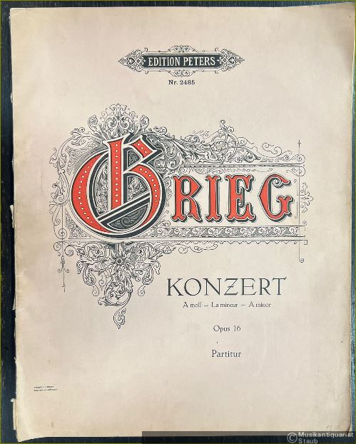  - Konzert für Klavier a-Moll, Opus 16 (= Edition Peters, Nr. 2485). Partitur.