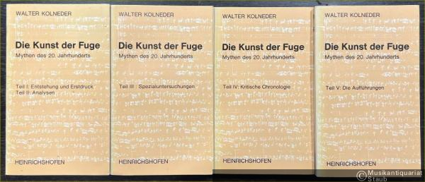  - Die Kunst der Fuge. Mythen des 20. Jahrhunderts (= Taschenbücher zur Musikwissenschaft, Bände 42-45). [5 Teile in 4 Bänden (vollständig)].