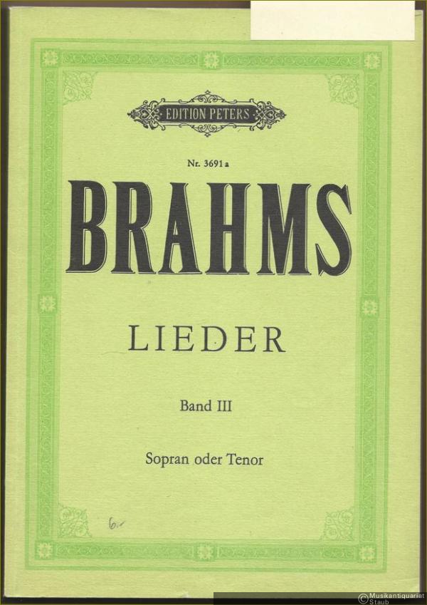  - Lieder für eine Singstimme mit Klavierbegleitung, Band 3 (= Edition Peters, Nr. 3691a). Ausgabe für Sopran oder Tenor.