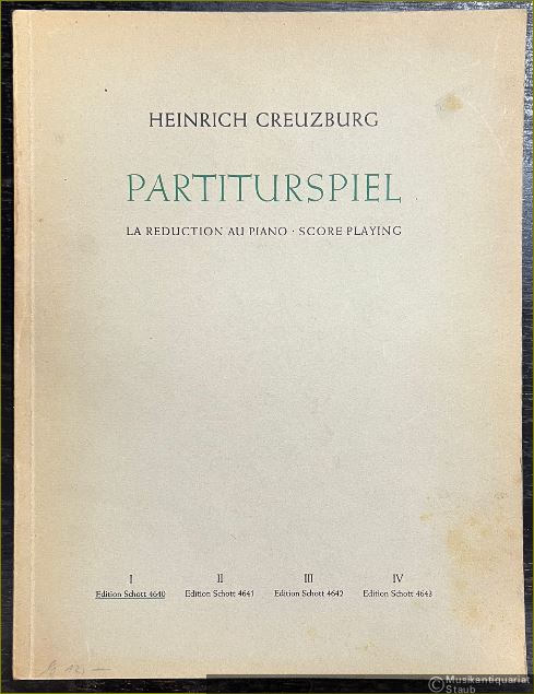  - Partiturspiel, ein Übungsbuch in vier Bänden, Band I / La reduction au piano / score-playing (= Edition Schott 4640).