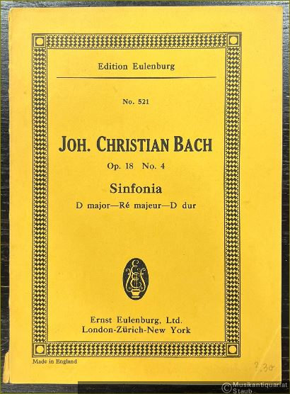  - Sinfonia D-Dur / D major op. 18 No. 4 (= Edition Eulenburg, No. 521).